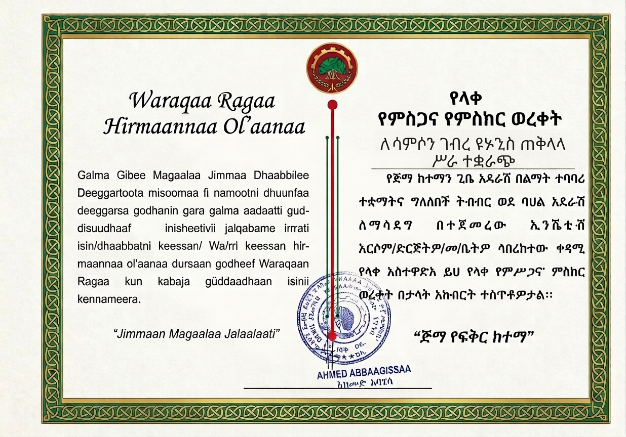 Certificate of Outstanding Appreciation and Participation